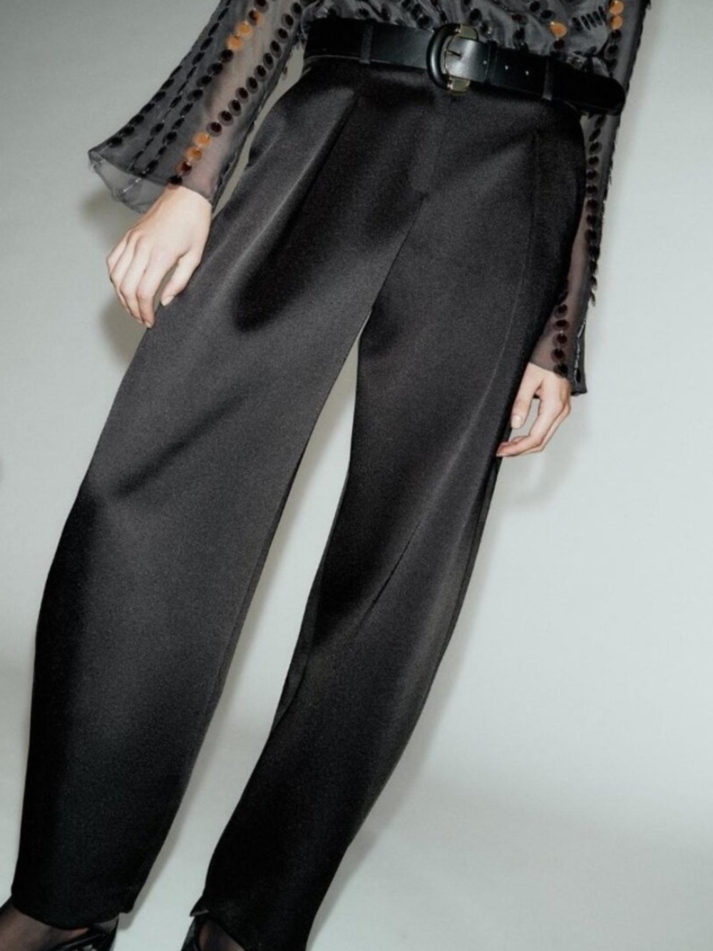 Zara Black High-Waist Wide-Leg Trousers, small, NWT